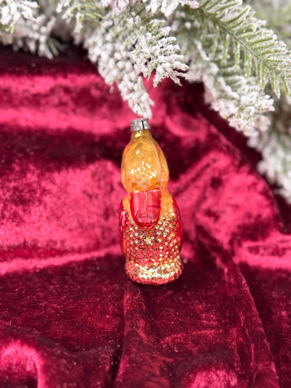 Vintage Christmas - Handblown Mercury Glass Ornament - Yellow Duck - West Germany