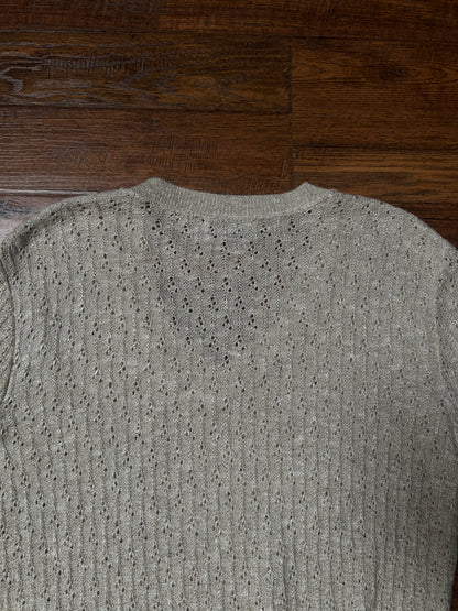 Vintage Penrose Lightweight Knit Sweater – Beige V-Neck Pullover – Medium