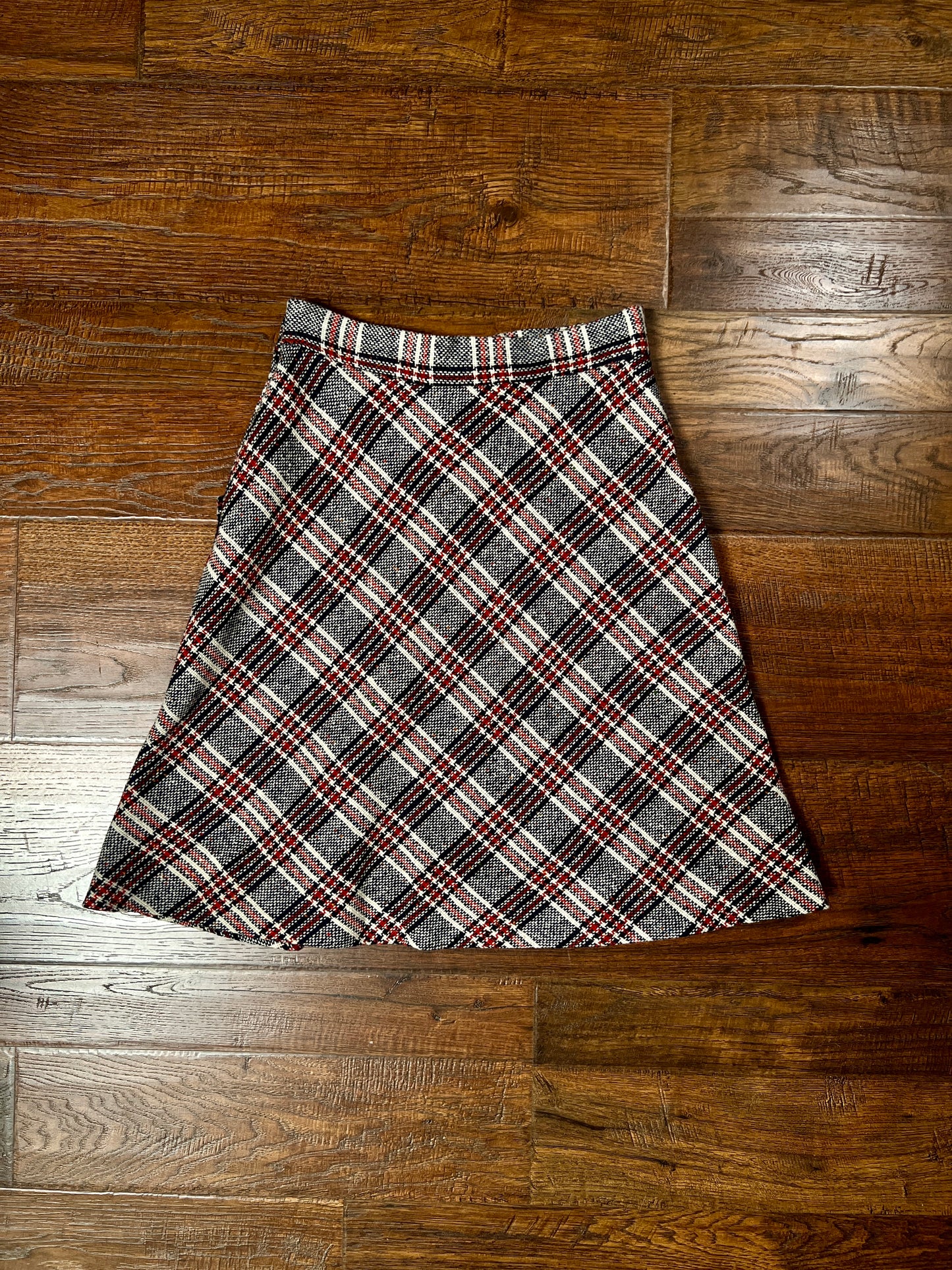 Vintage Wool Blend Plaid Skirt - Trousers Up Patch Pocket A-Line - Size Medium