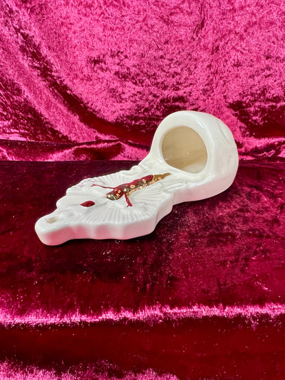 Vintage Religio - Ceramic Holy Water Font - Gold and Cream - USA