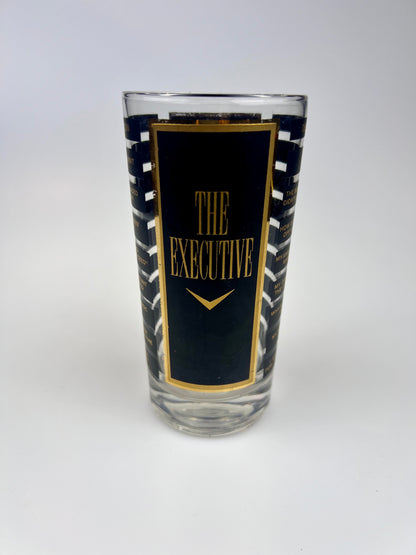 The EXECUTIVE Glass Highball Tumbler - Mid Century Modern Black and Gold Glassware