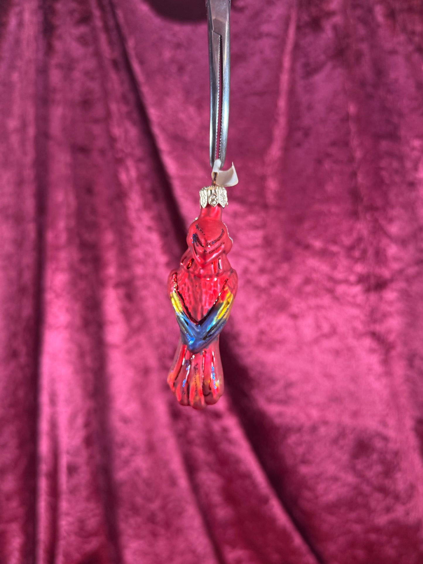 Vintage Christmas - Handblown Glass Ornament - Red Macaw Parrot - Poland - 3.5"