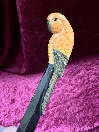 Vintage Papier-Mâché Parrot Letter Opener – Hand-Painted Bird