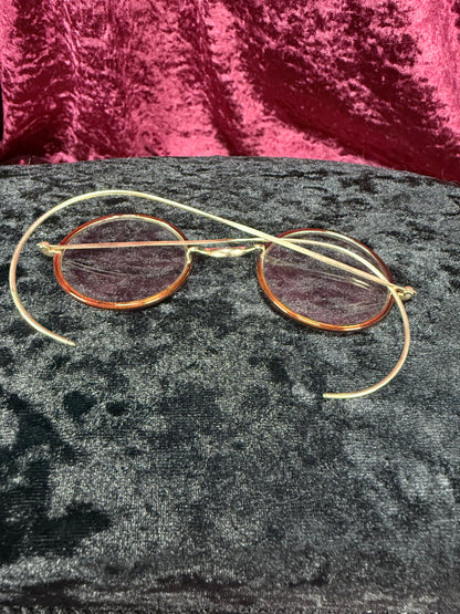Antique Windsor Celluloid Pince-Nez Eyeglasses – Round Spectacles with Jenkel-Davidson Case