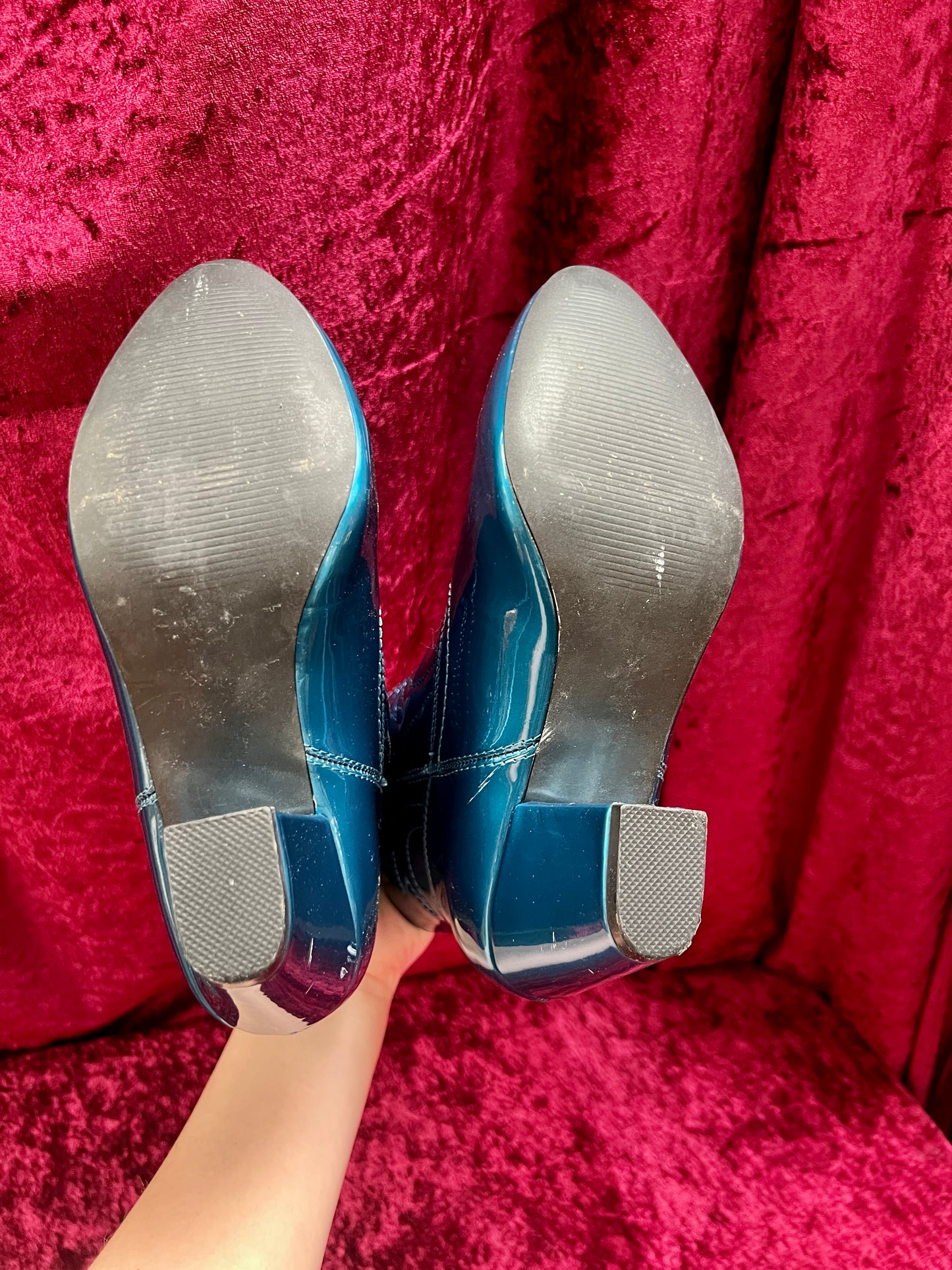 Vintage Style Shoes - Heeled Cowboy Boots - Electric Blue - Size 5 - But Another Innocent Tale (BAIT)