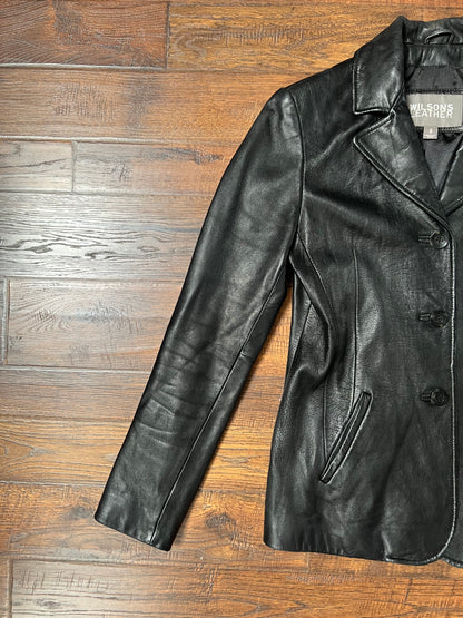 Vintage Clothing - Genuine Leather Jacket - Black - Black Lining - Small - Wilsons Leather