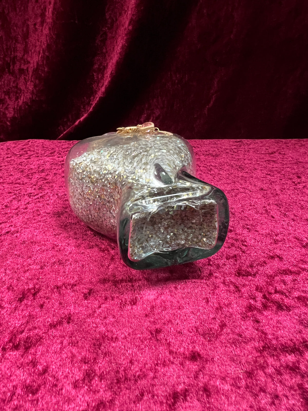 Vintage Kirks Folly Glass Follydust Bottle - Glitter Heart Jar Celestial Charms with Original Box