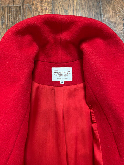 Vintage Clothing - Long Wool Coat - Red - Ferncroft - Small - Made In U.S.A.