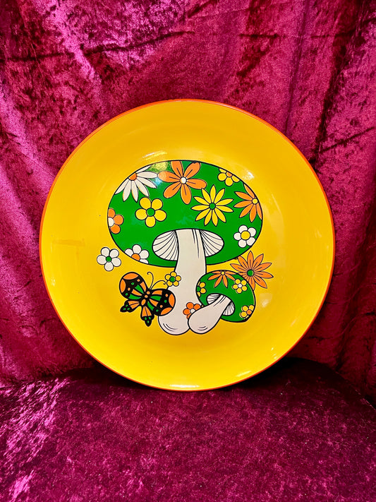Vintage Home Decor - Melamine Serving Tray - Bright 1970s Groovy Mushroom - Takahashi Japan