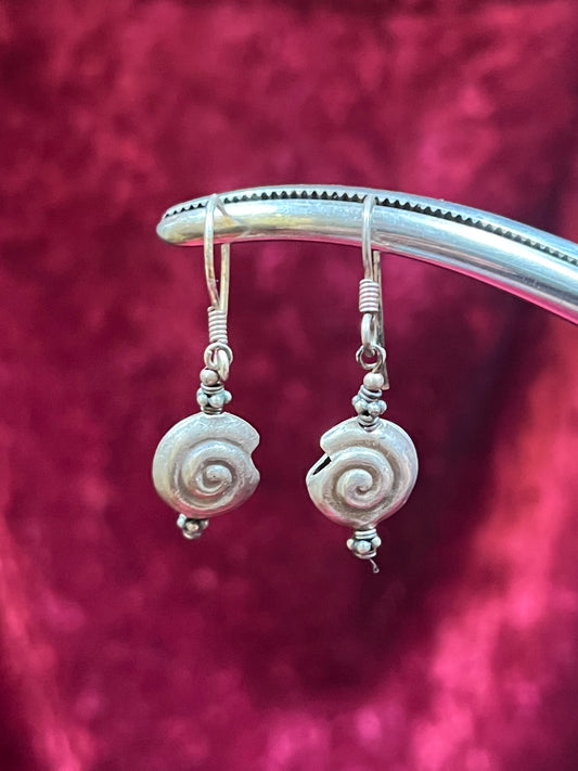 Vintage Jewelry - Drop Earrings - Silver Tone Swirls
