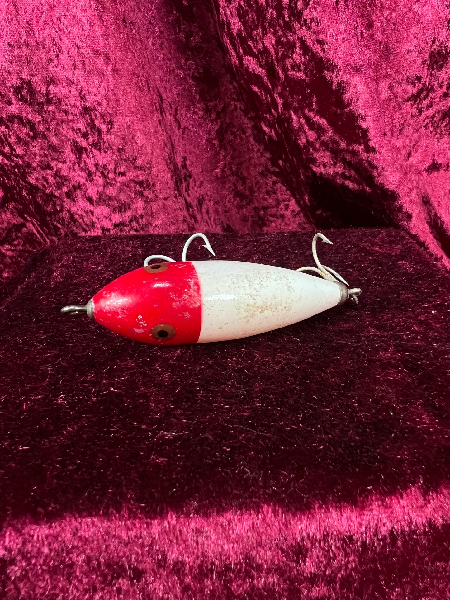 Vintage Heddon Plastic Fishing Lure - Baby Zara Red Head with Original Box