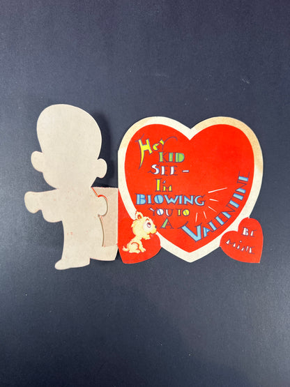 Vintage Ephemera - Valentine’s Day Card - Blowing You To A Valentine - USA