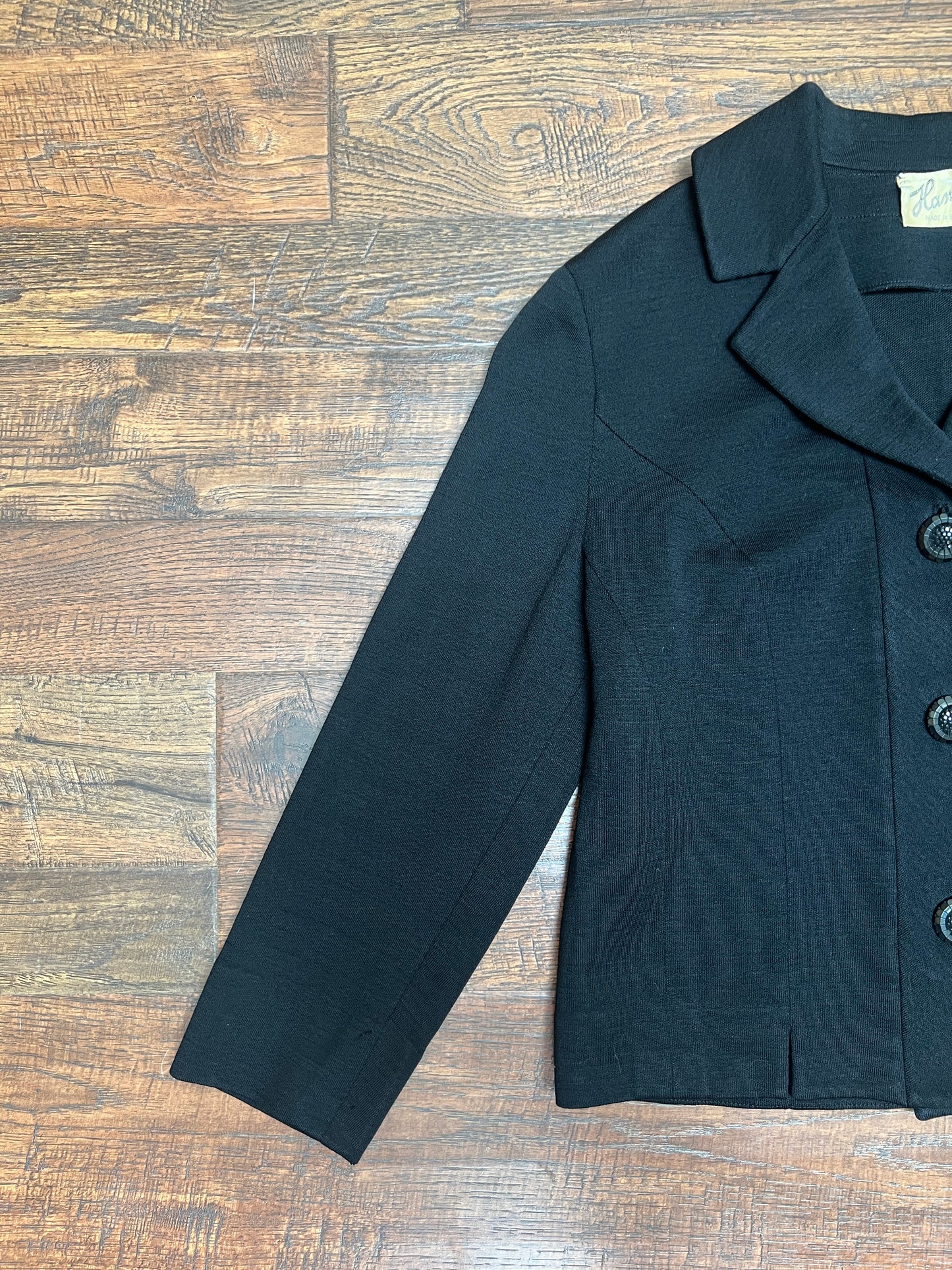 Vintage Clothing - Cropped Blazer - Black - Pure Wool - Medium - Hanro - Made In Switzerland