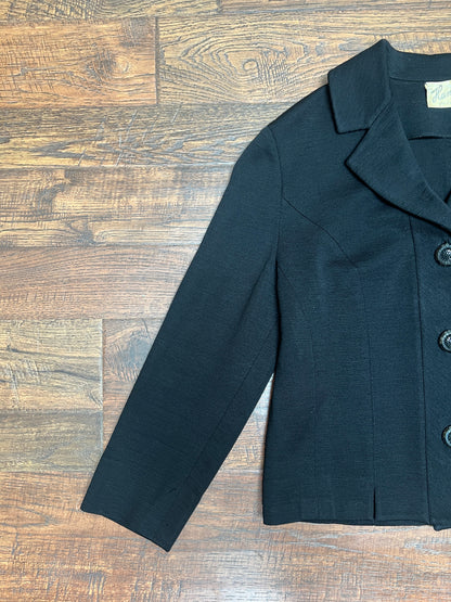 Vintage Clothing - Cropped Blazer - Black - Pure Wool - Medium - Hanro - Made In Switzerland