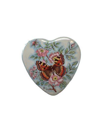 Vintage Tin - Daher Heart Shaped Box with Butterfly - 1970s