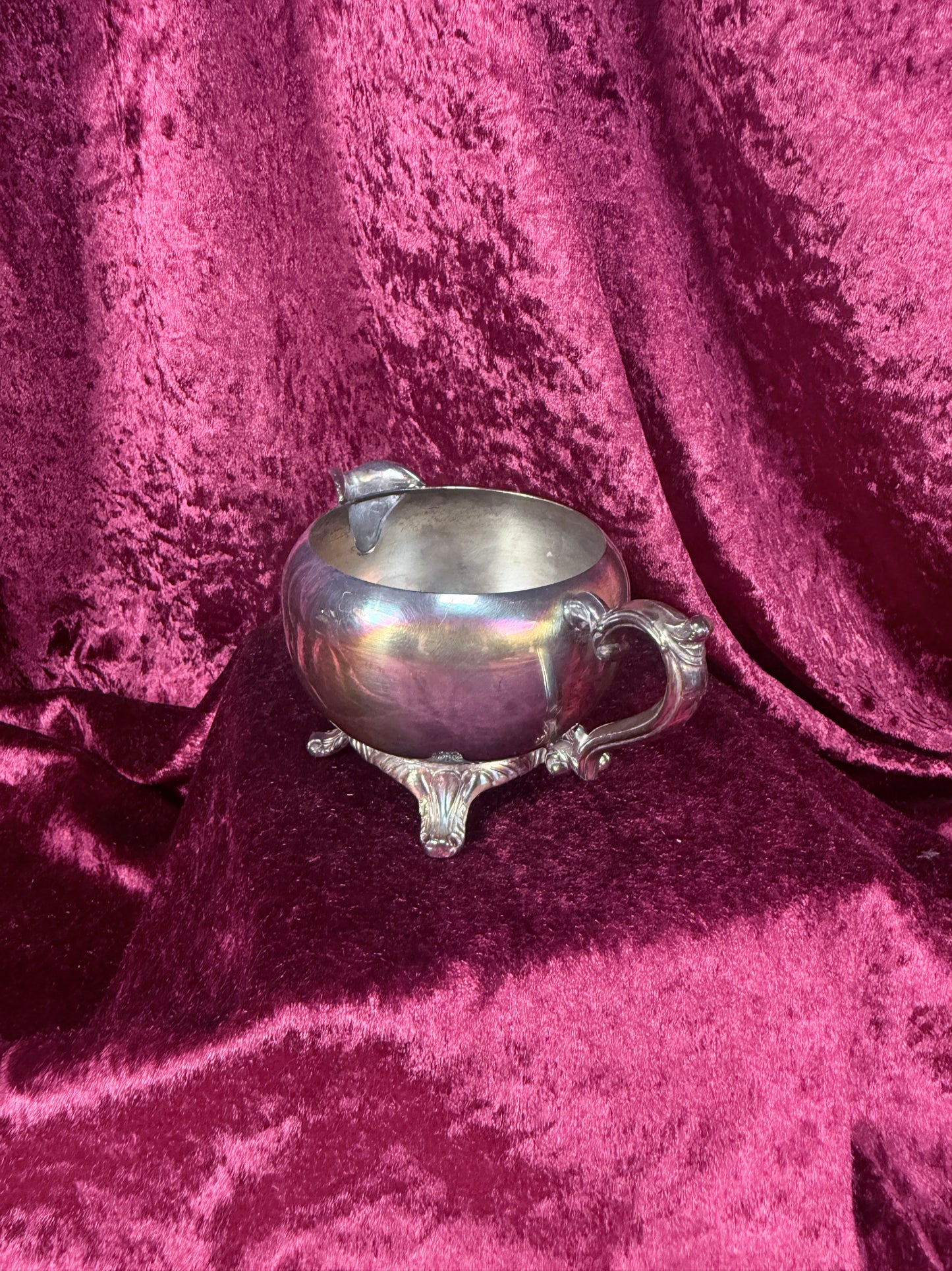 Vintage Silverplate Creamer – Apple Shaped Footed Pitcher