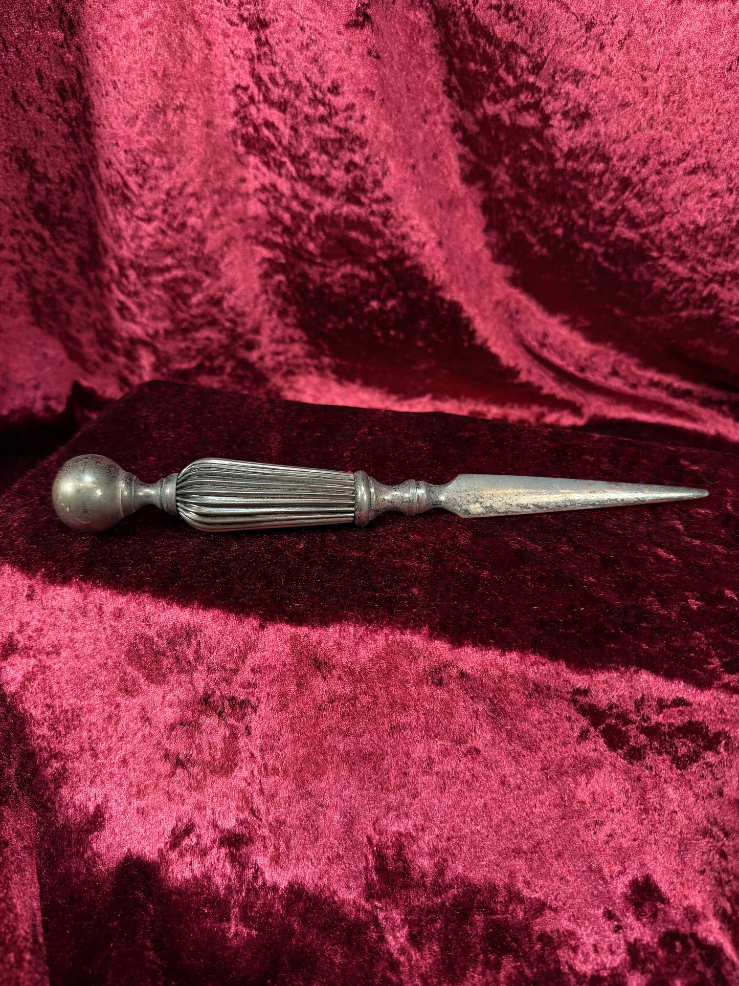 Vintage Metal Letter Opener – Fluted Handle Tapered Blade