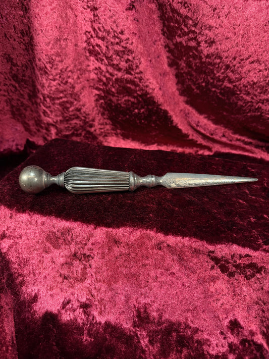 Vintage Metal Letter Opener – Fluted Handle Tapered Blade