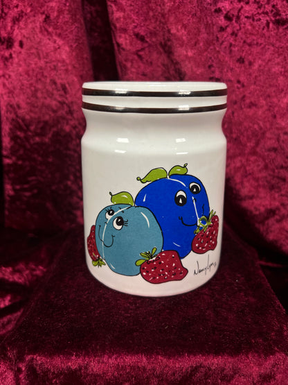 Vintage Ceramic Canister Set - Nancy Lynn Anthropomorphic Fruit Kitchen Jars