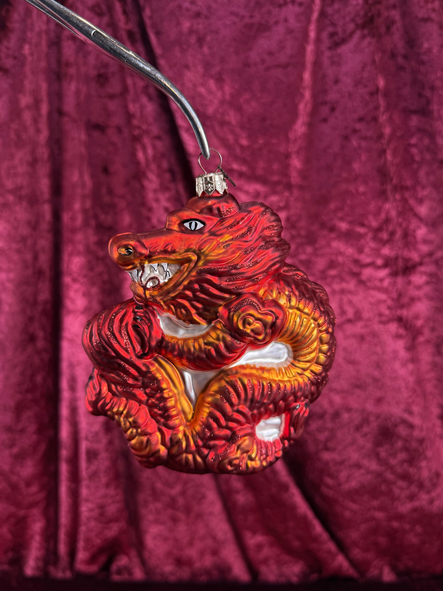 Vintage Christmas - Handblown Glass Ornament - Red Dragon - 2001 - Christmas World