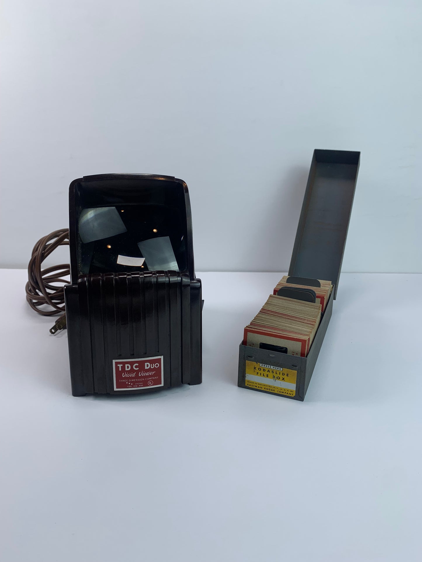 Vintage Electronics - TDC Duo Slide Viewer - Kodak File Box and Kodak Slides