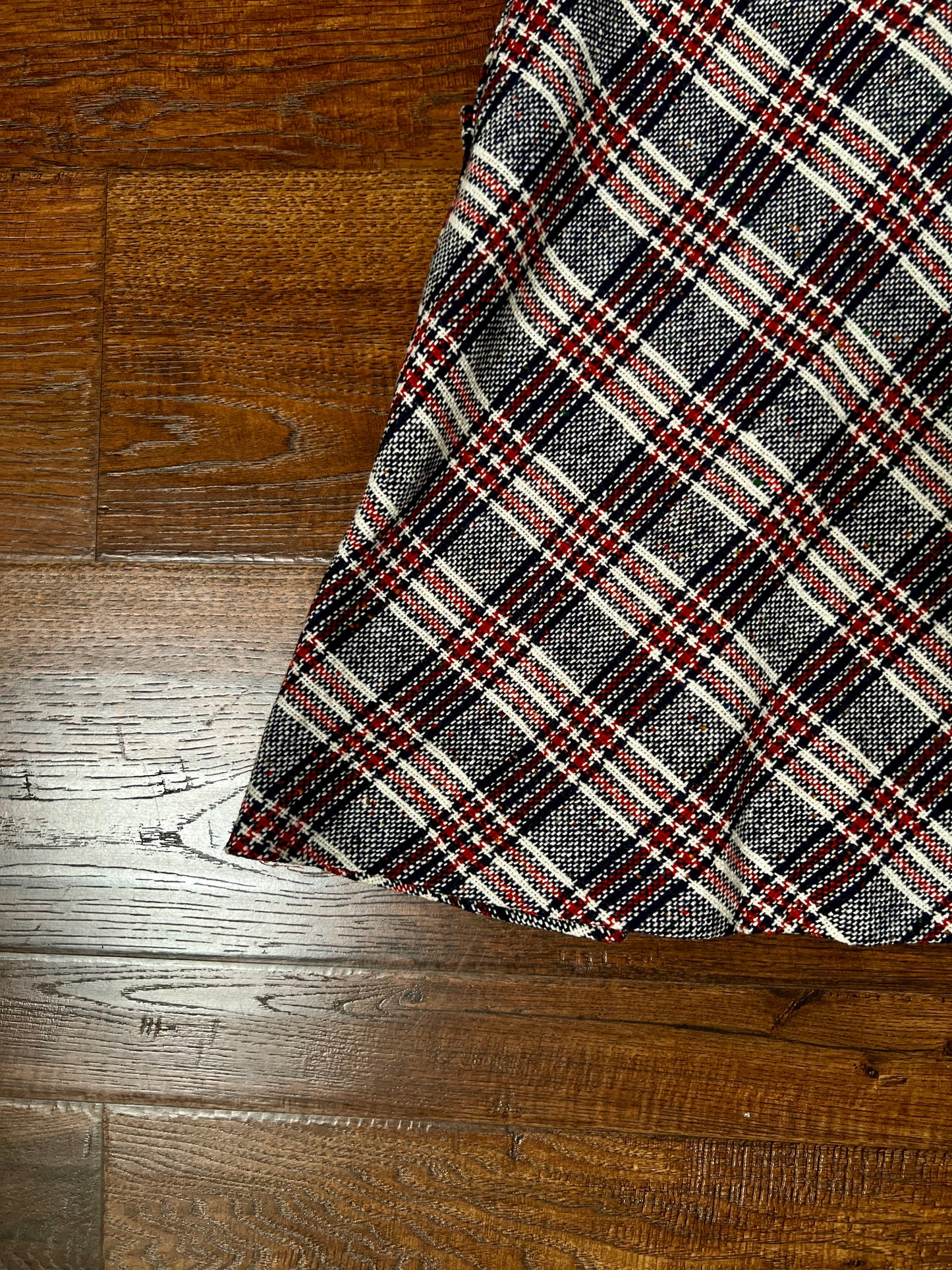 Vintage Wool Blend Plaid Skirt - Trousers Up Patch Pocket A-Line - Size Medium