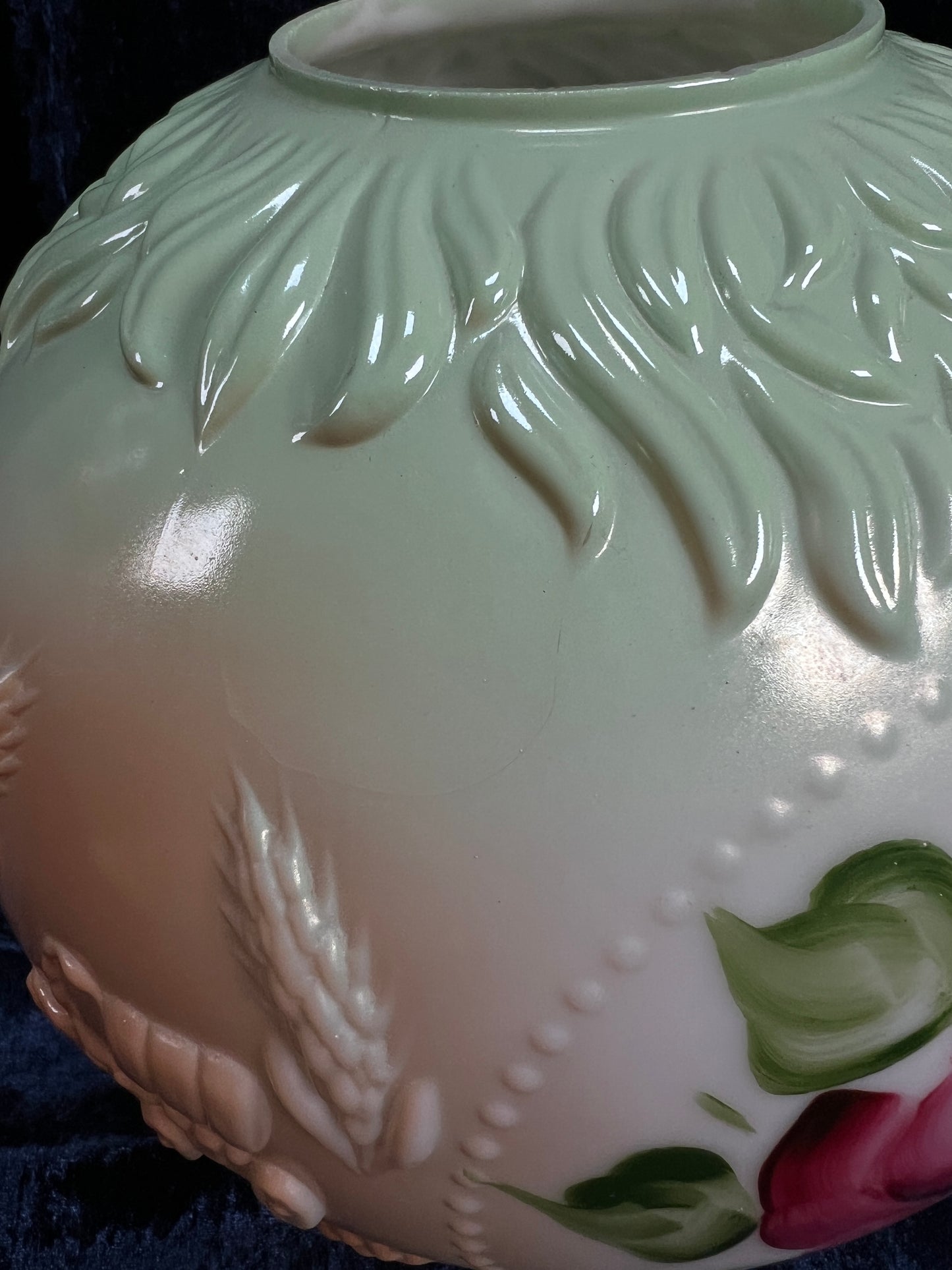 Vintage Fenton Milk Glass Table Lamp – Hand Painted Roses Double Globe Hurricane Parlor Style