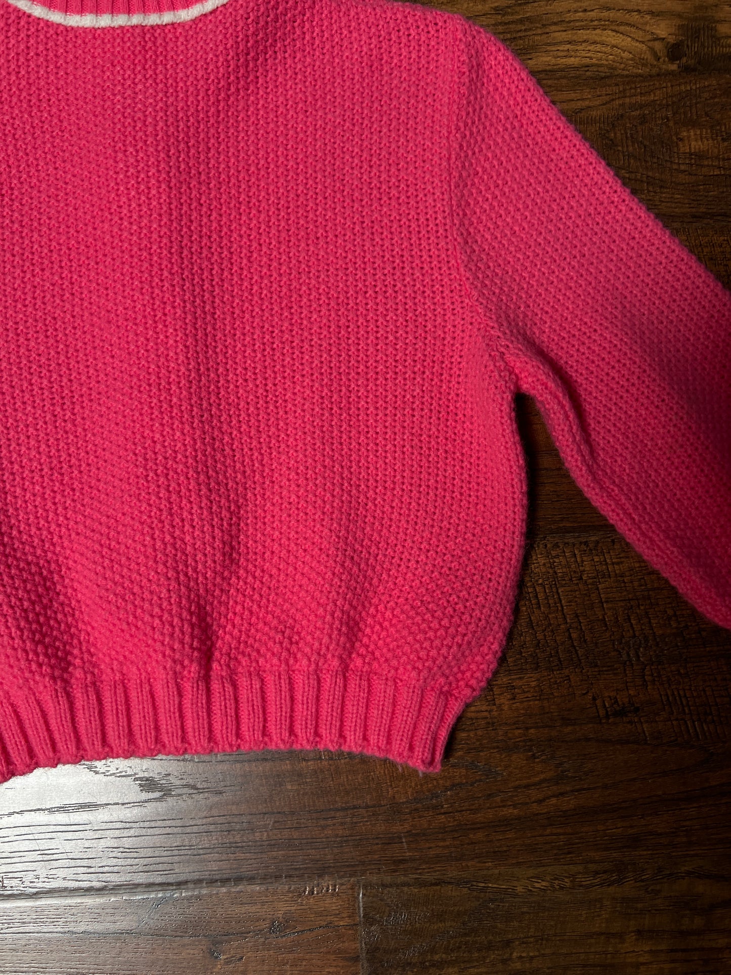 Vintage Catalina Knit Cardigan - Bubblegum Pink White Trim Button Front Sweater - Small