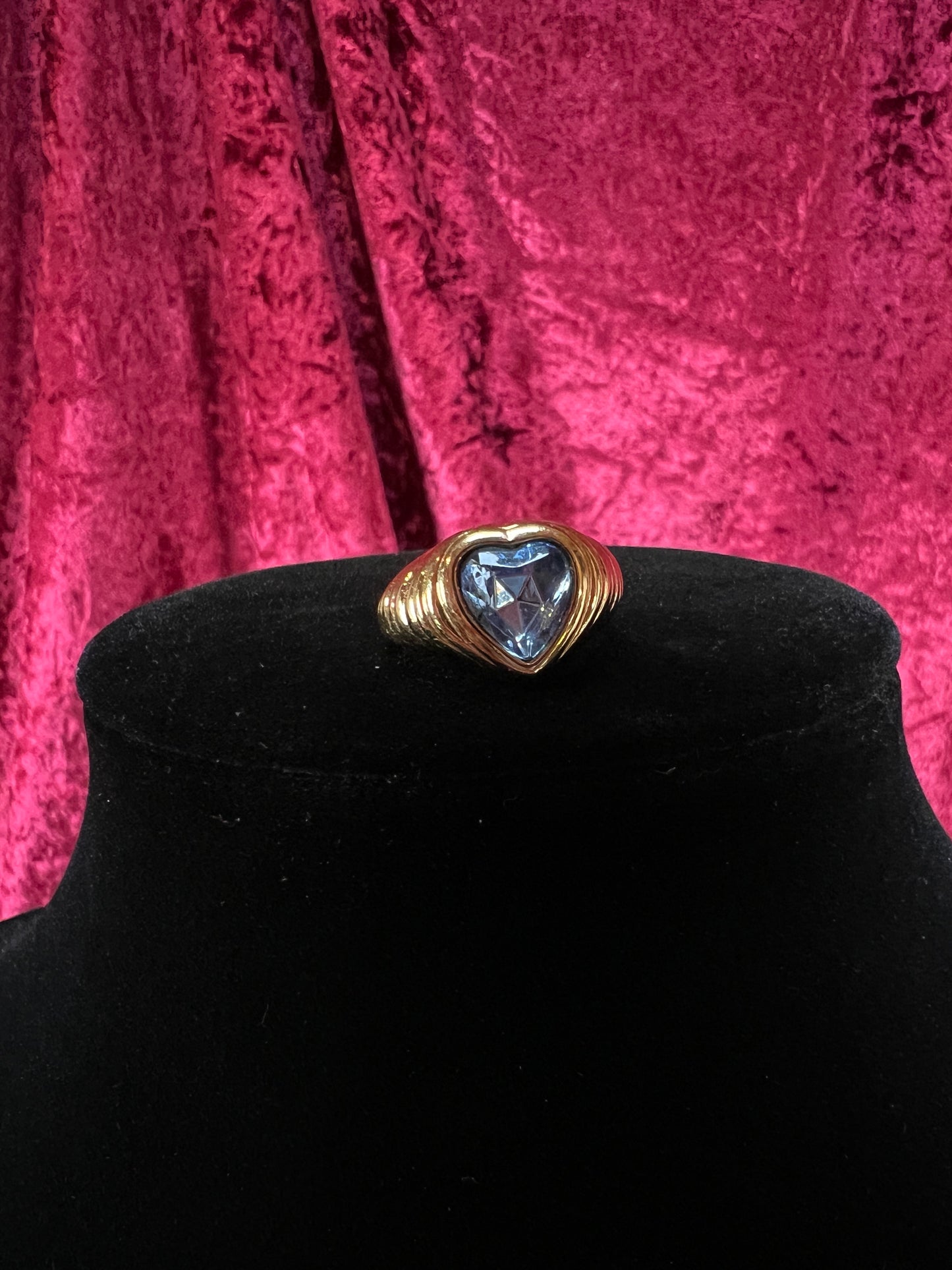Vintage Gold Tone Ring – Bold Sparkle Heart Ring by Avon - Size 8.5