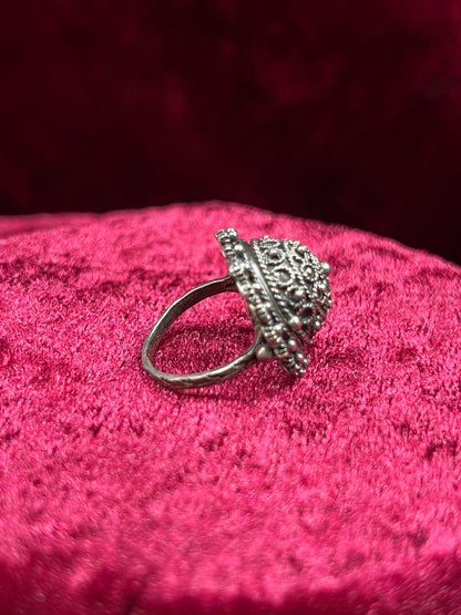 Vintage Jewelry - Poison Ring and Brooch Set - Sterling Silver - Made In Italy - Size 4