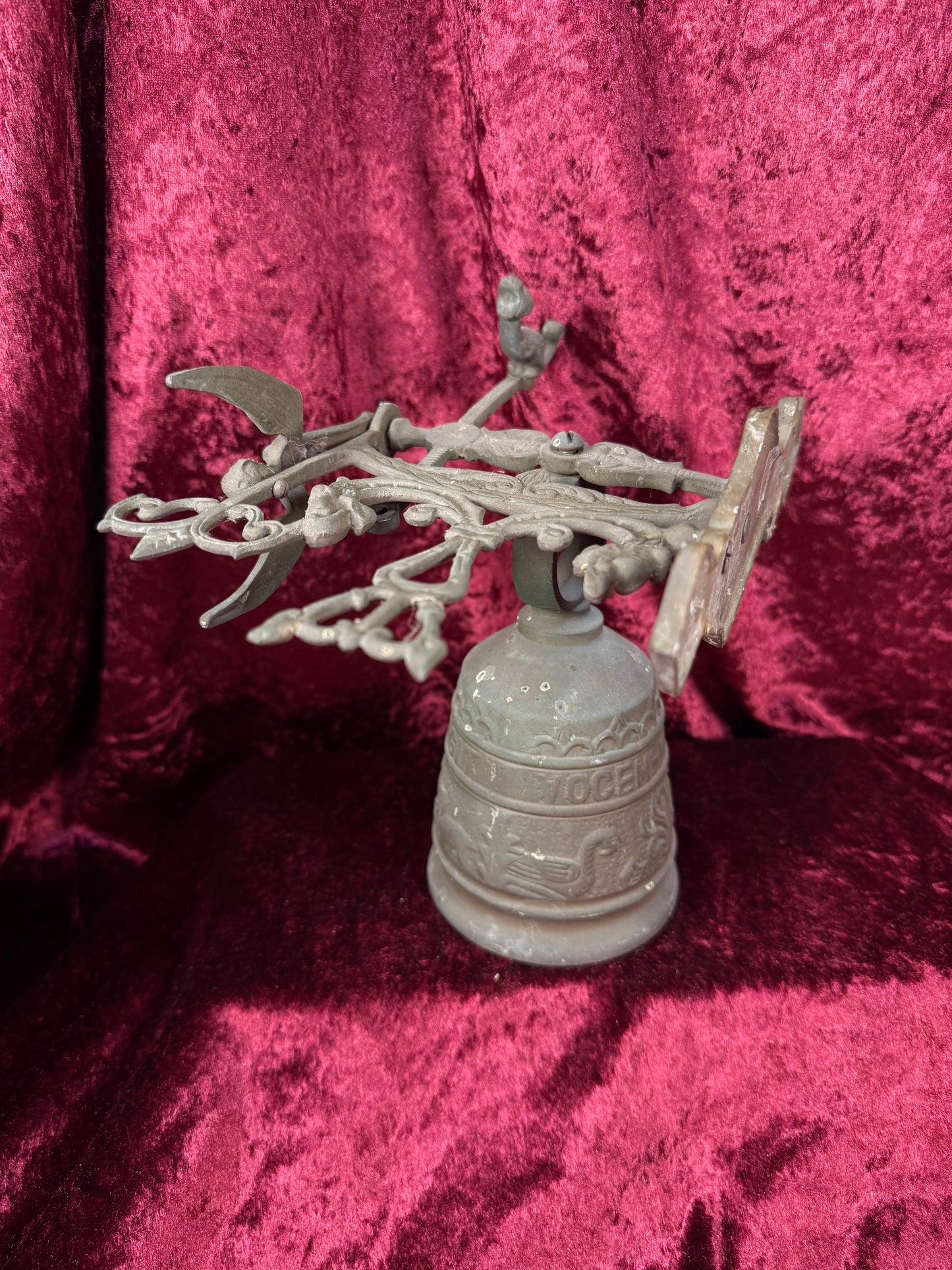 Antique Metal Monastery / Sanctuary Bell – Winged Angel - Latin Engraved