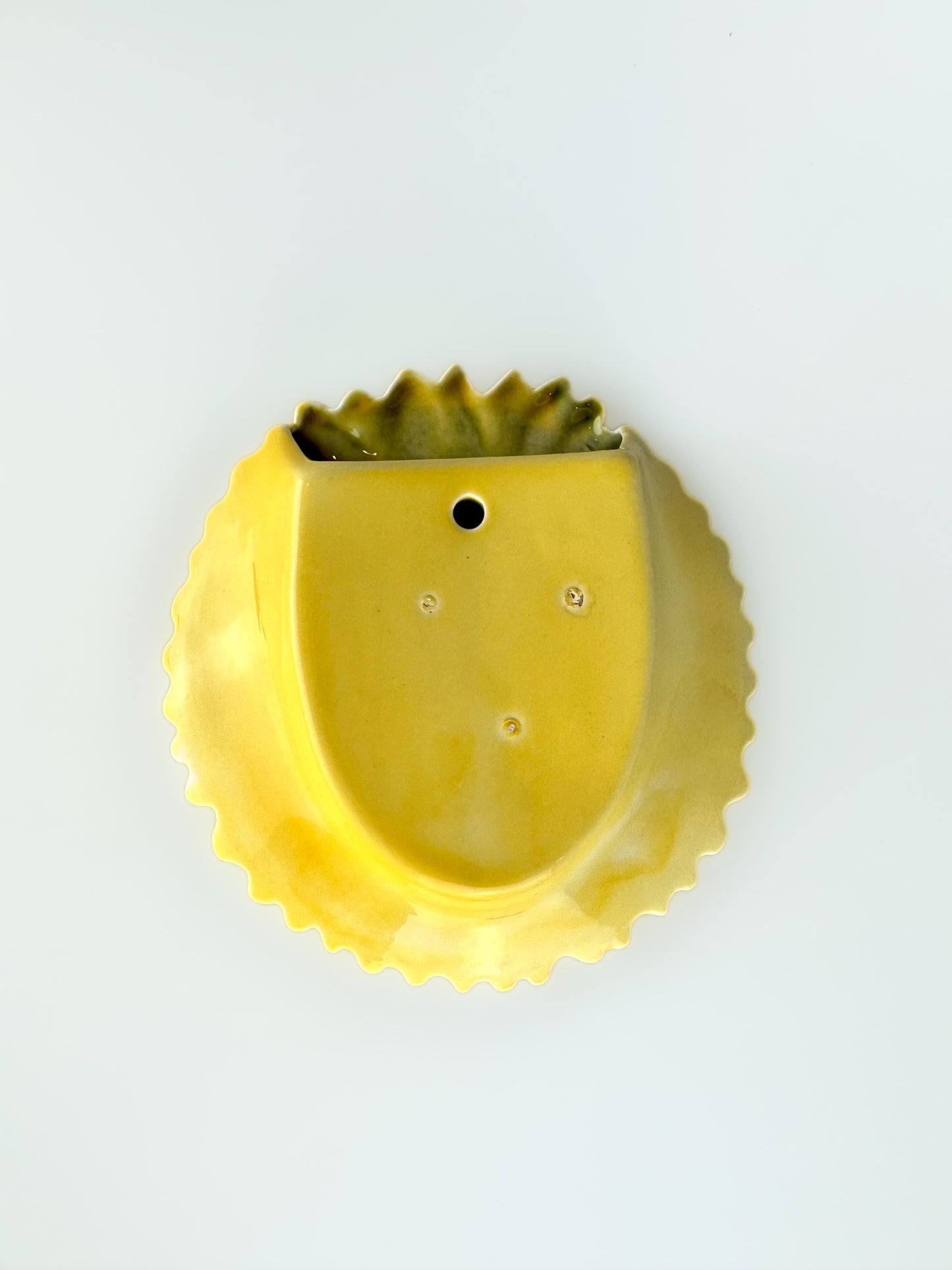 Vintage Yellow Sunflower Ceramic Wall Pocket