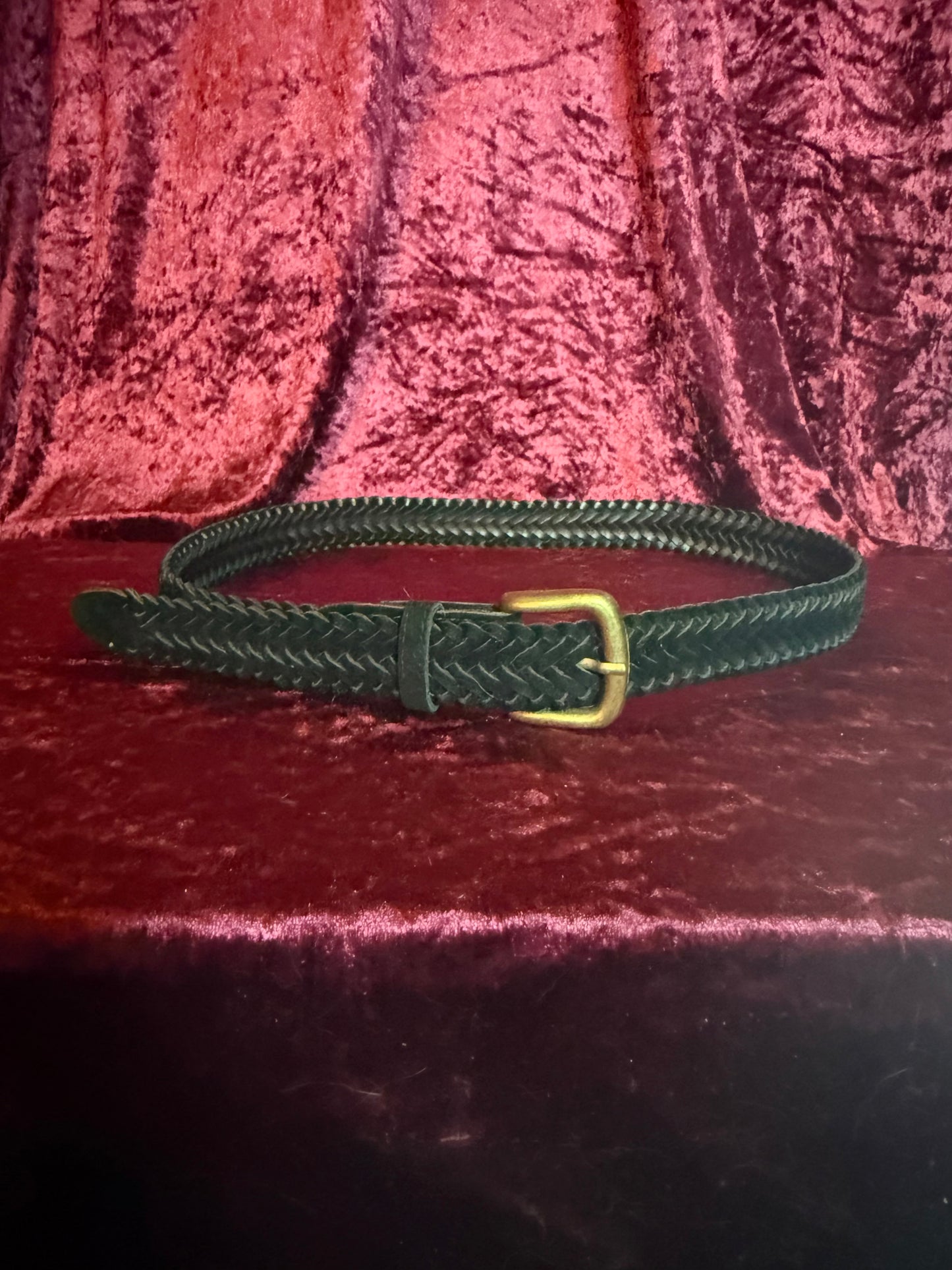 Vintage Accessories - Braided Suede Leather Belt - Black - M