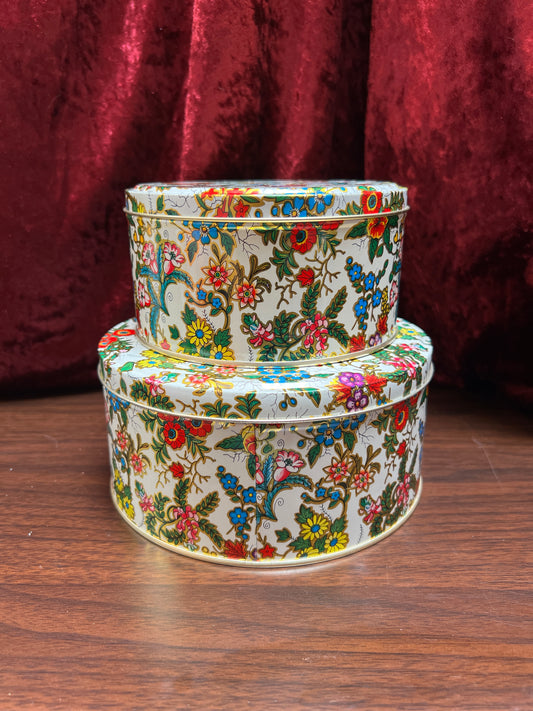 Vintage Kitchen - Decorative Nesting Tin Canister Set - Bright Illlustrated Florals