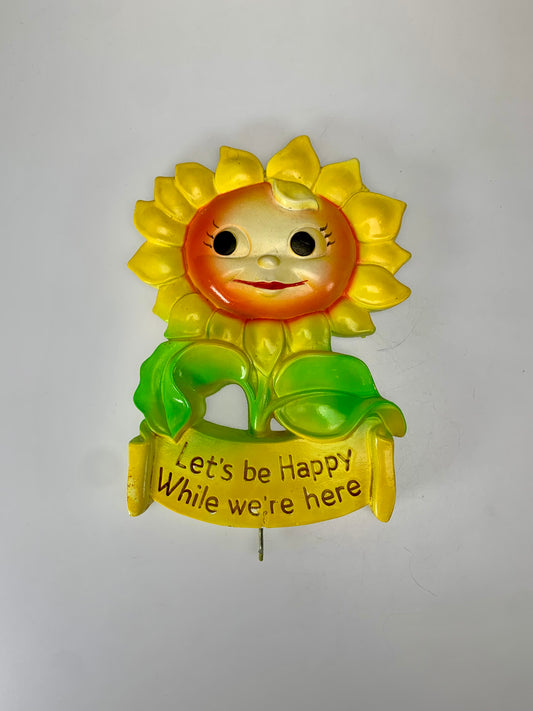 1973 Miller Studio  Chalkware Wall Decor - Anthropomorphic Sunflower - Let's Be Happy