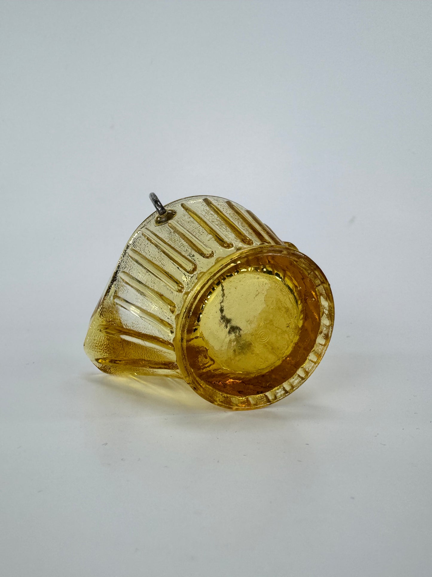 Vintage Ashtray | Amber Depression Glass Bucket with Handle