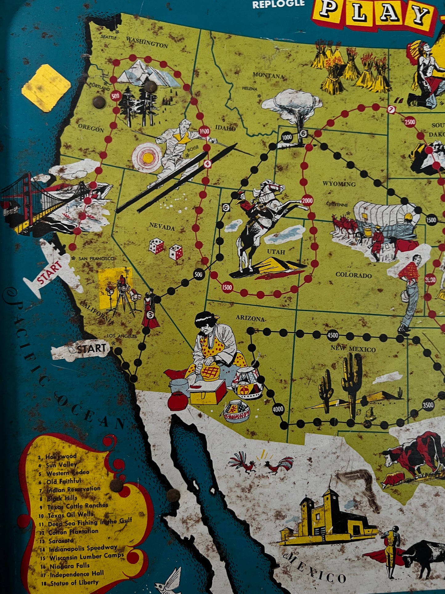 Vintage Metal TV Tray - Replogle Play-Tray USA Map Game