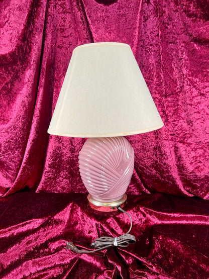Vintage Lighting - Tabletop Lamp - 1980s Art Deco Revival - Mauve Shell