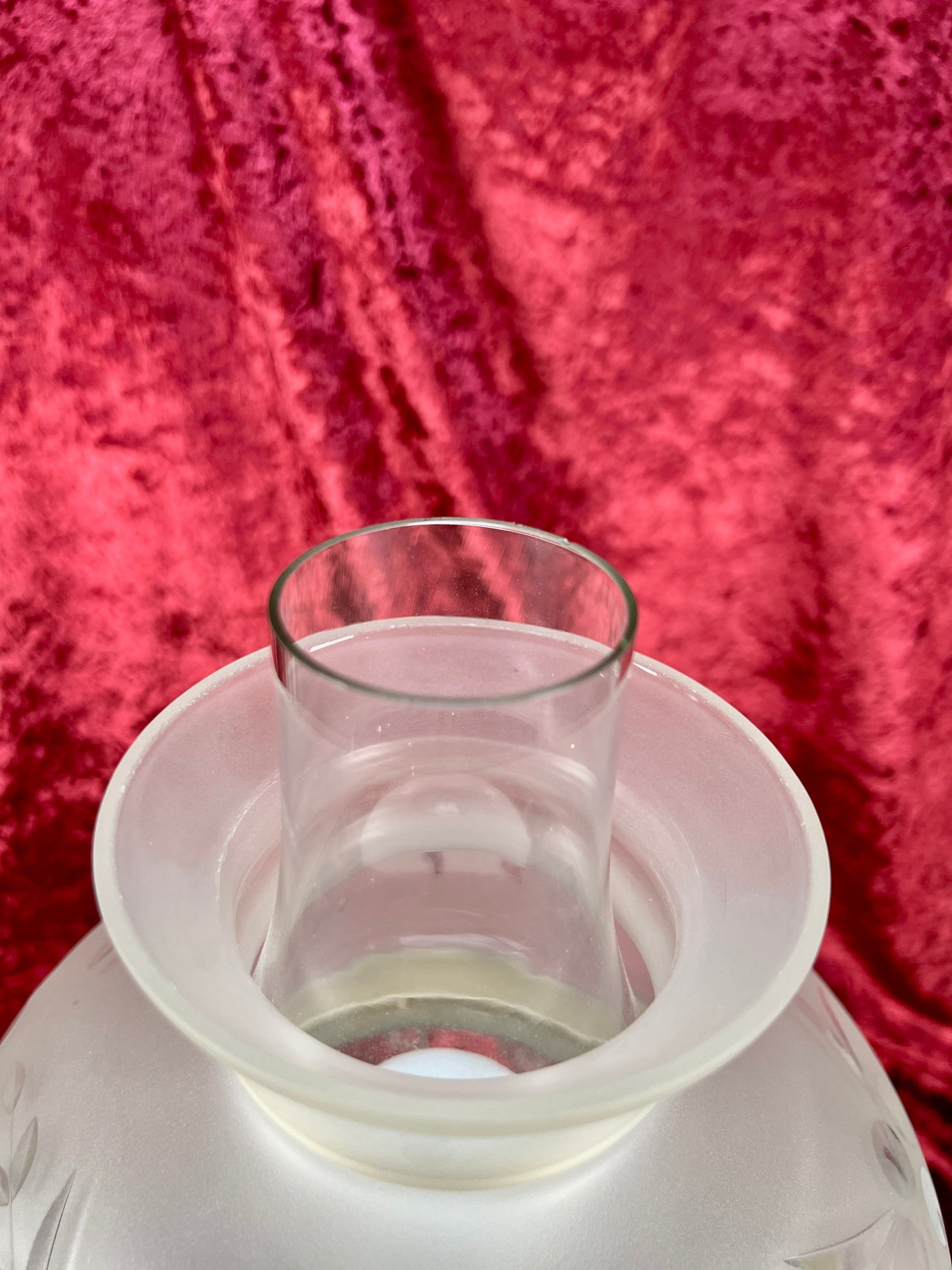 Antique Marble and Brass Sinumbra Style Hurricane Lamp – Frosted Glass Shade with Crystal Prisms