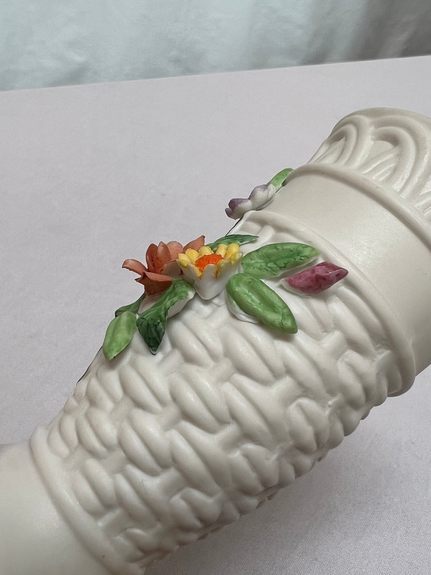 Vintage Bud Vase - Capodimonte Style 3D Flowers - Lefton China