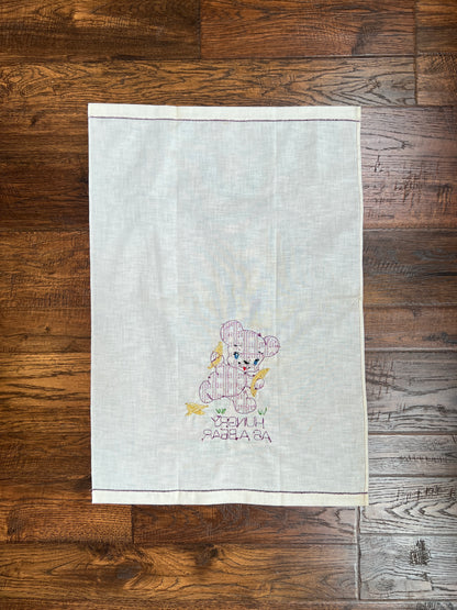 Vintage Linens - Anthropomorphic Embroidered Napkin Set - Hungry Bear, Stubborn Mule, Frisky Pup