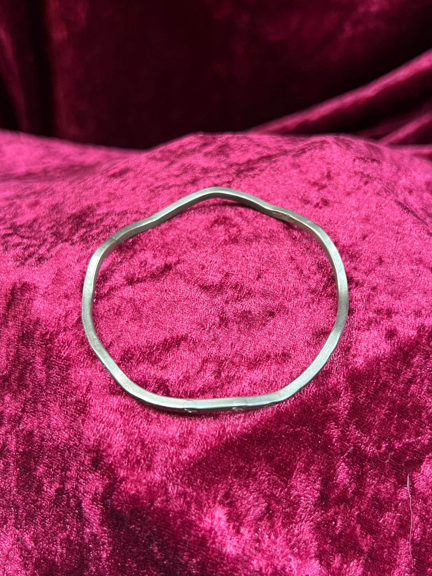 Vintage Jewelry - Curved Bangle Bracelet - Sterling Silver - Flower Stamps - Mexico