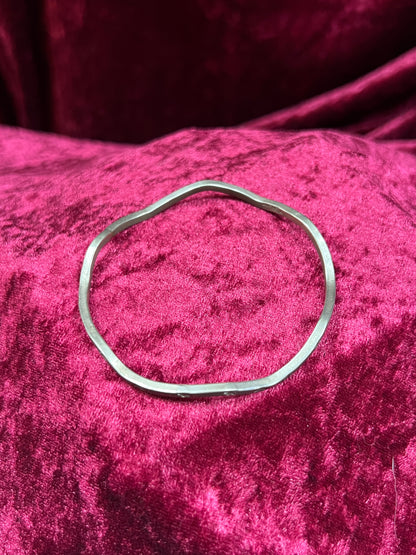 Vintage Jewelry - Curved Bangle Bracelet - Sterling Silver - Flower Stamps - Mexico