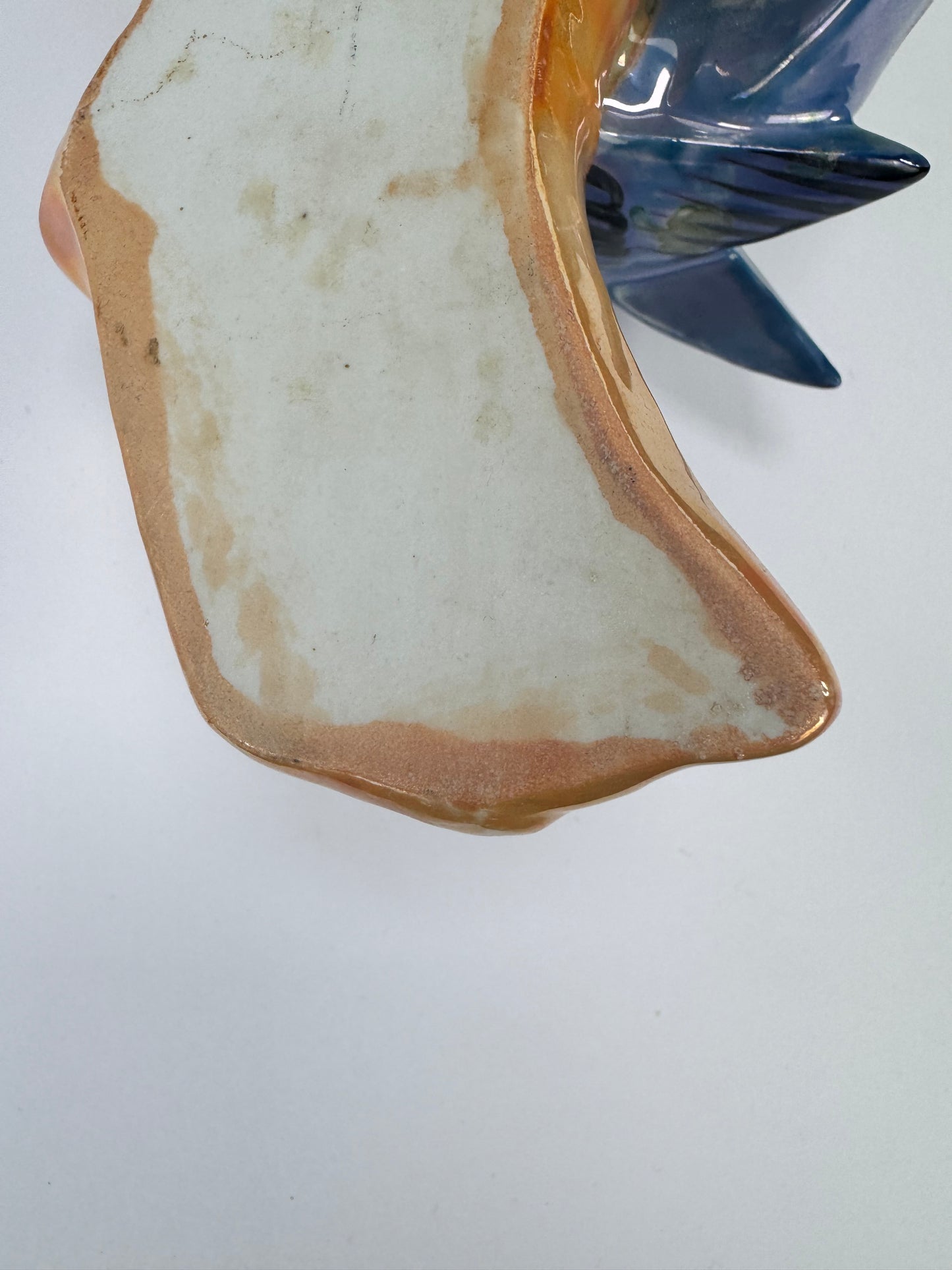 Vintage 1940s Japanese Lustreware Wall Pocket w/ Blue Bird