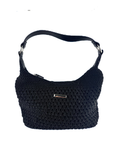 Vintage Purse - y2k Woven Black Bindle Bag - Zippered Top