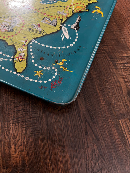 Vintage Metal TV Tray - Replogle Play-Tray USA Map Game
