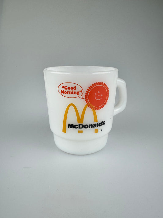 Vintage McDonalds Fire King "Good Morning" Milk Glass Mug