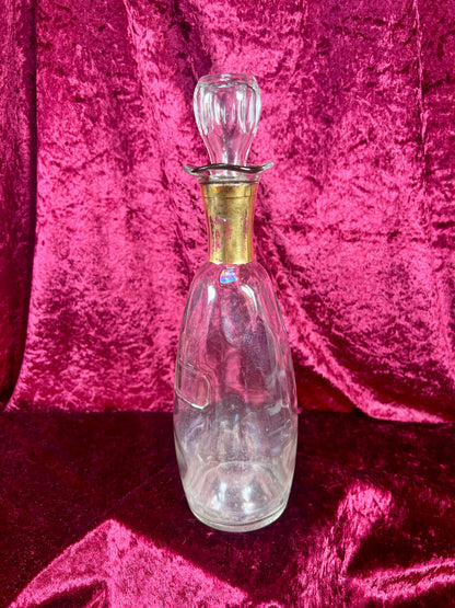 Vintage Barware - Glass Decanter - Gold Neck - 12.25"