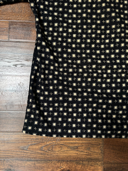 Vintage Pierre Cardin Cotton Shirt – Black and Beige Geometric Print – Size Large
