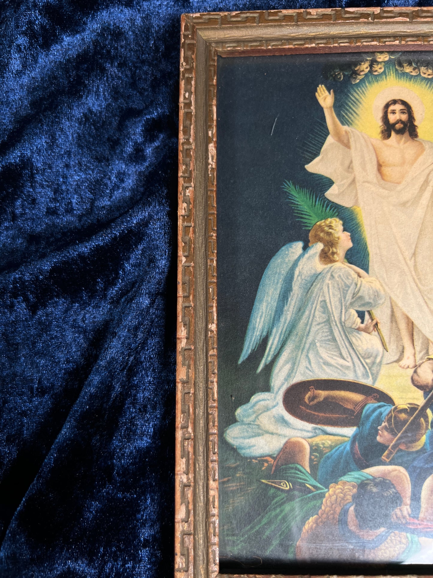 Vintage Religious Framed Print – Resurrection of Jesus Christ Lithograph